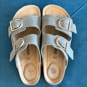 EUC Green Double Strap Sandals with Buckles